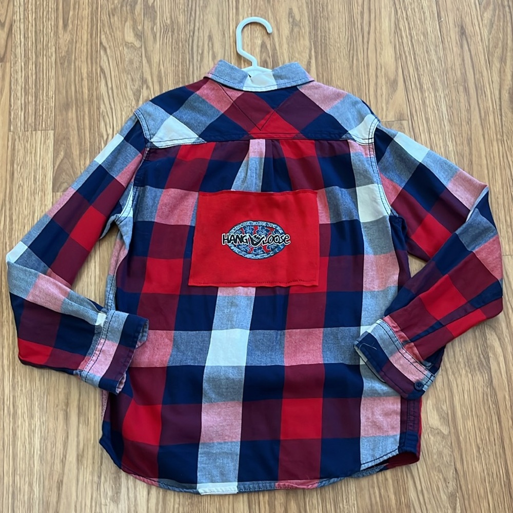 Hang Loose Huntington Newport Laguna Beach Flannel Shirt Upcycled Small